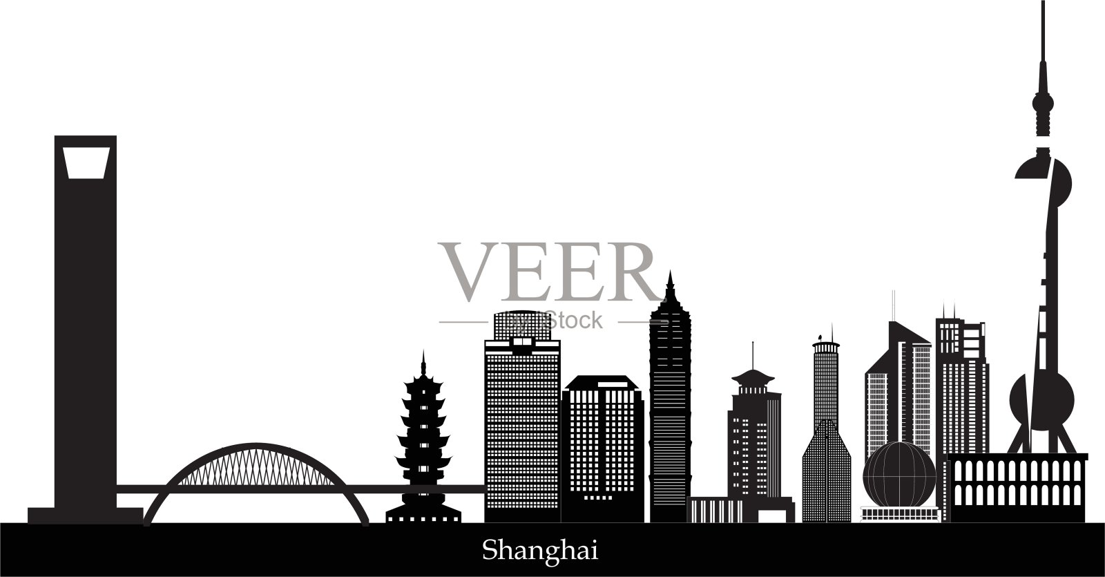 上海的天际线插画图片素材