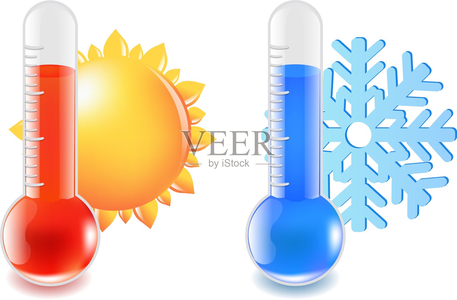 温度计热和冷的温度插画图片素材