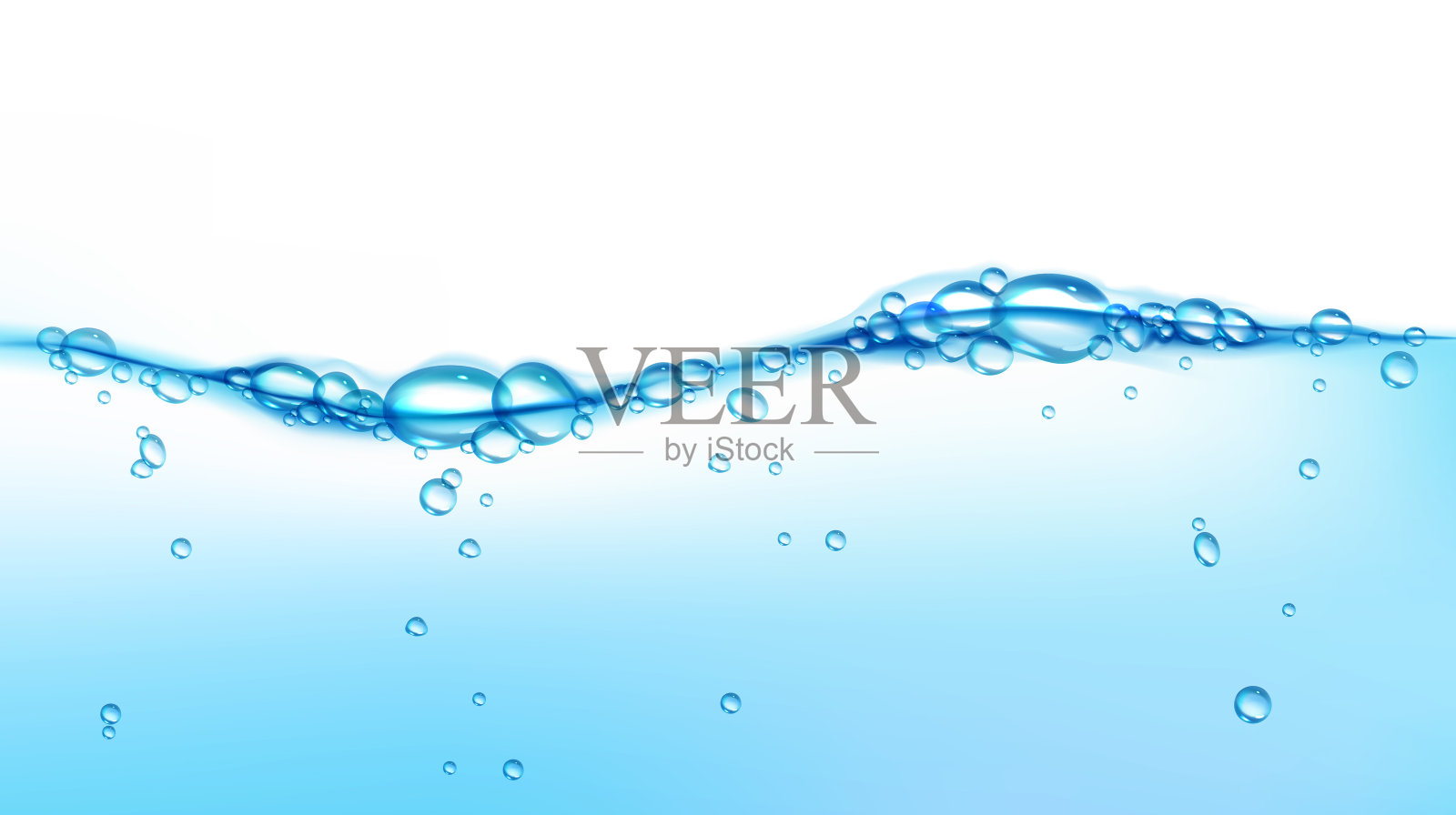 向量蓝色干净的水与气泡波设计元素图片