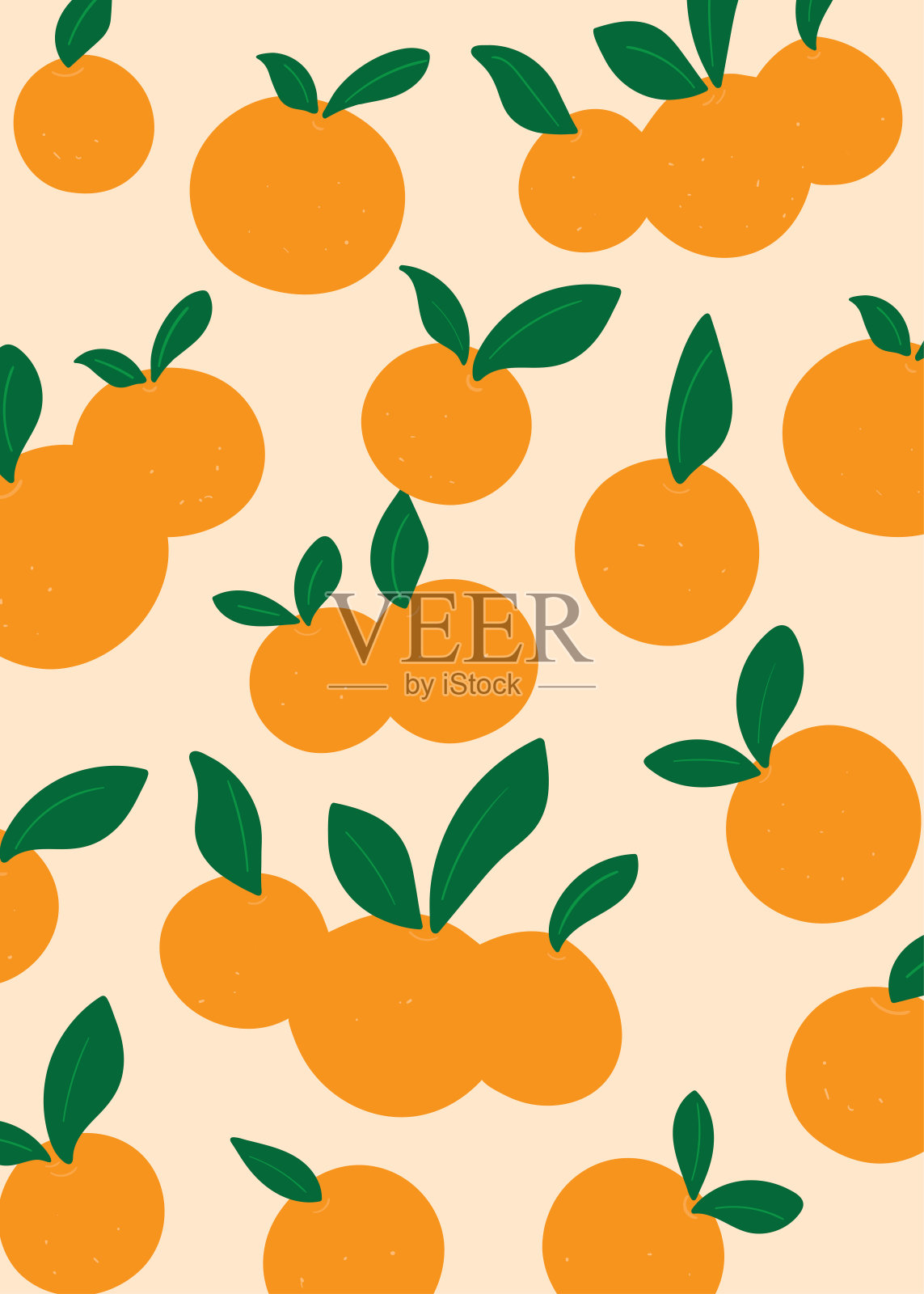 无缝橙色水果图案背景。矢量图设计元素图片