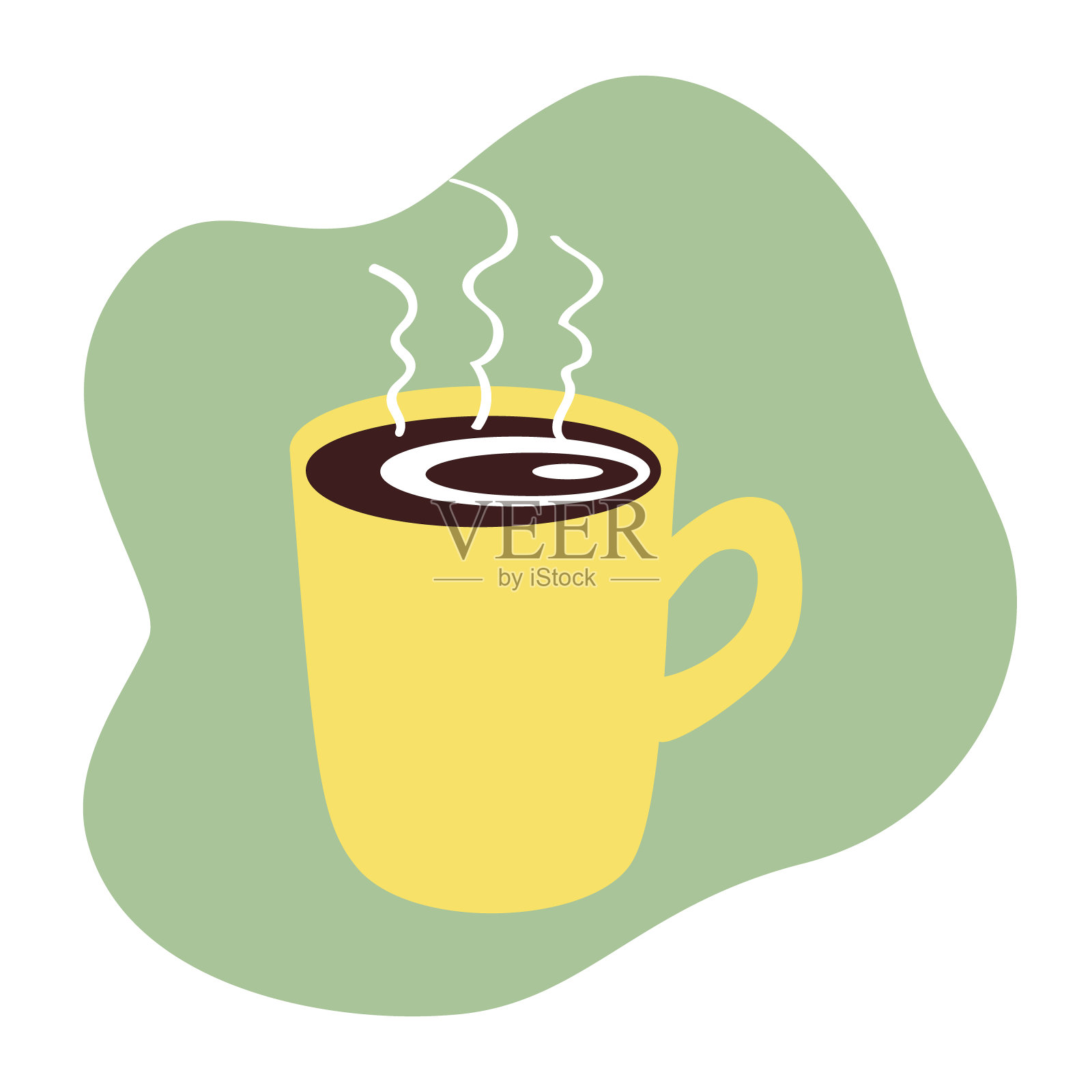 一杯咖啡和蒸汽上面的图标，标志。插画图片素材