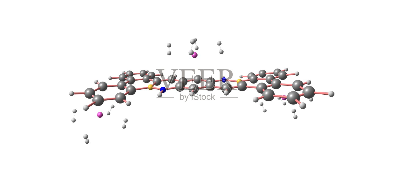 四苯并五苯分子结构与氢分子照片摄影图片