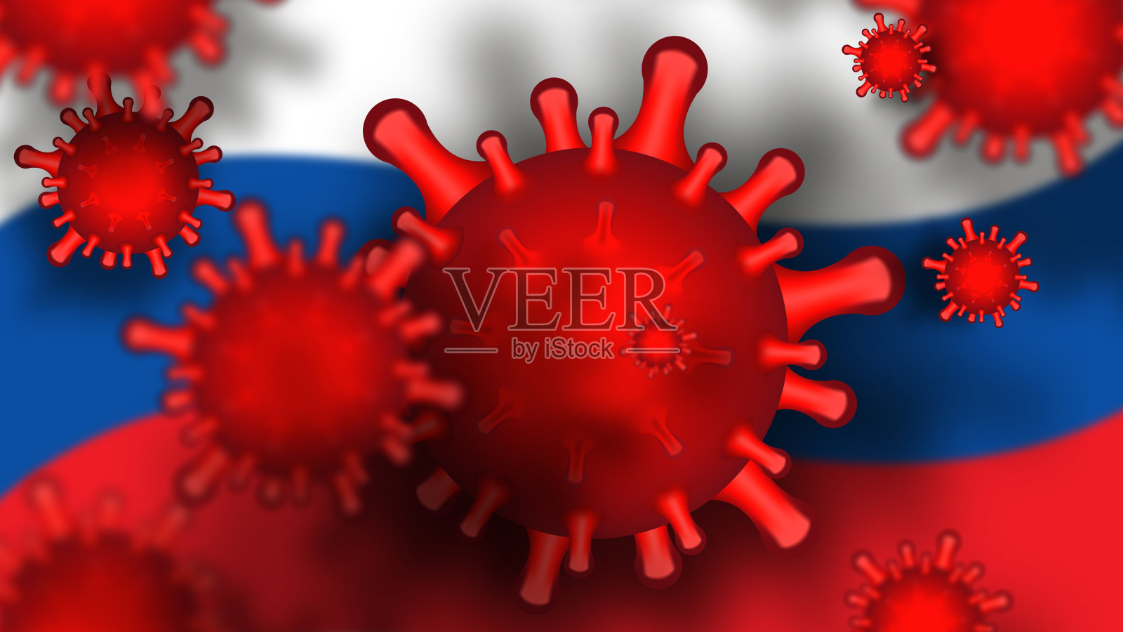 俄罗斯冠状病毒主题。光栅红色的壁纸插画图片素材