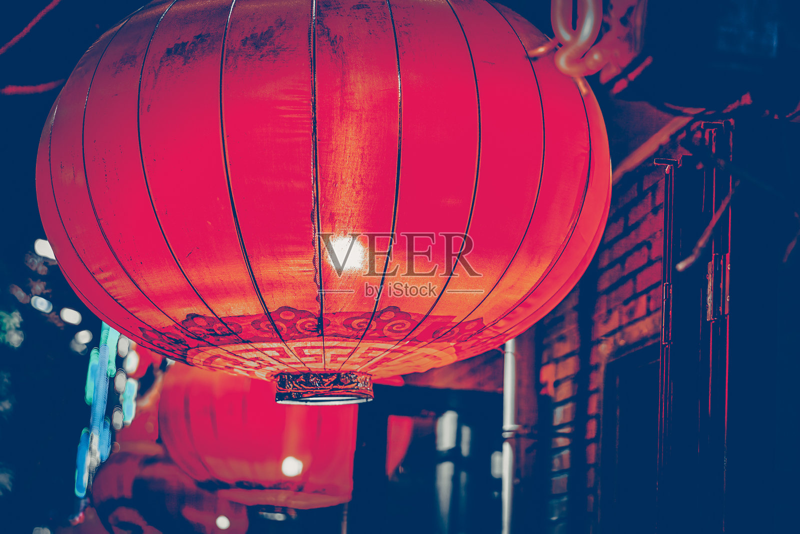 传统的中国红灯笼(球)。北京,中国。照片摄影图片