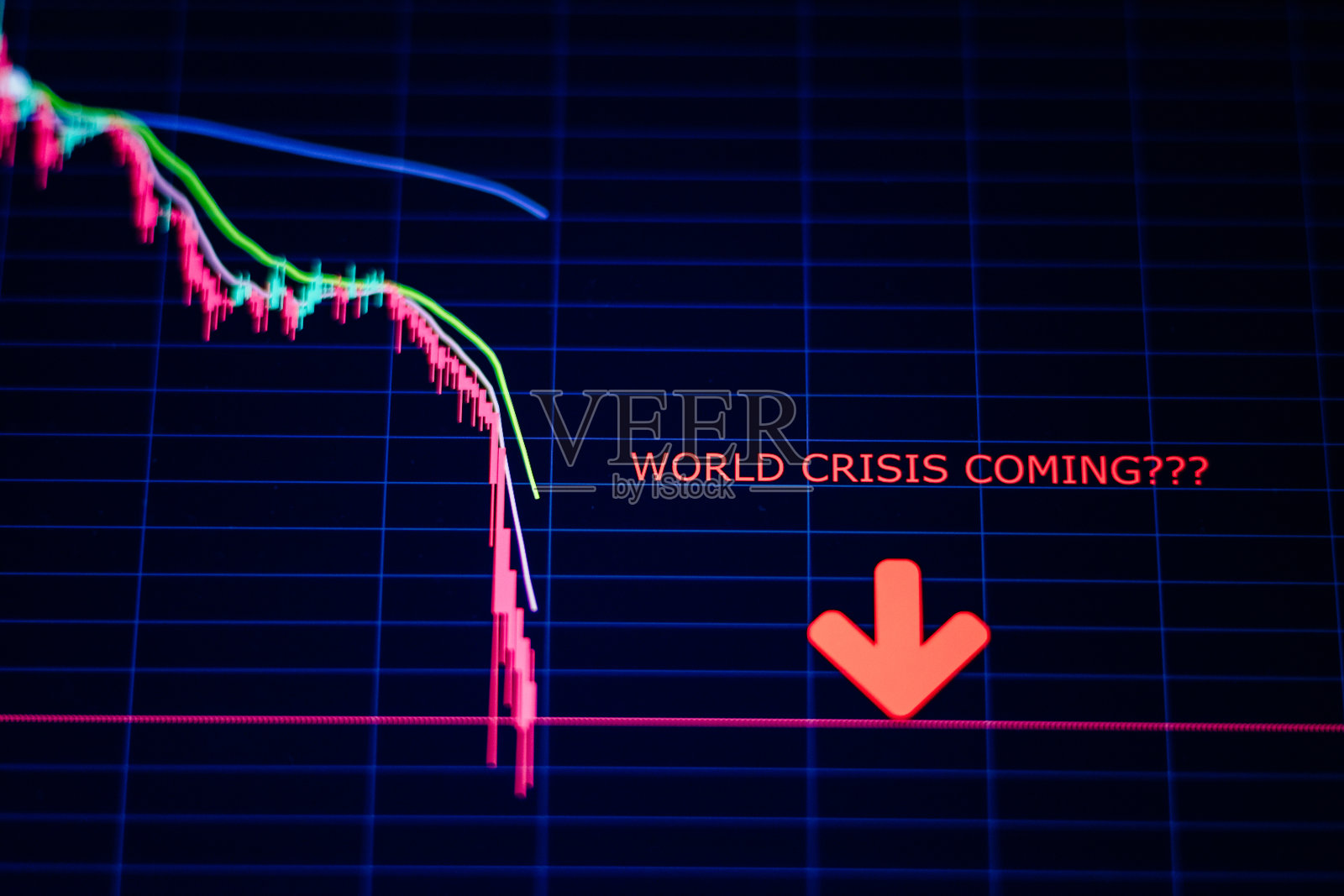 世界危机股市暴跌，下跌趋势恐慌照片摄影图片