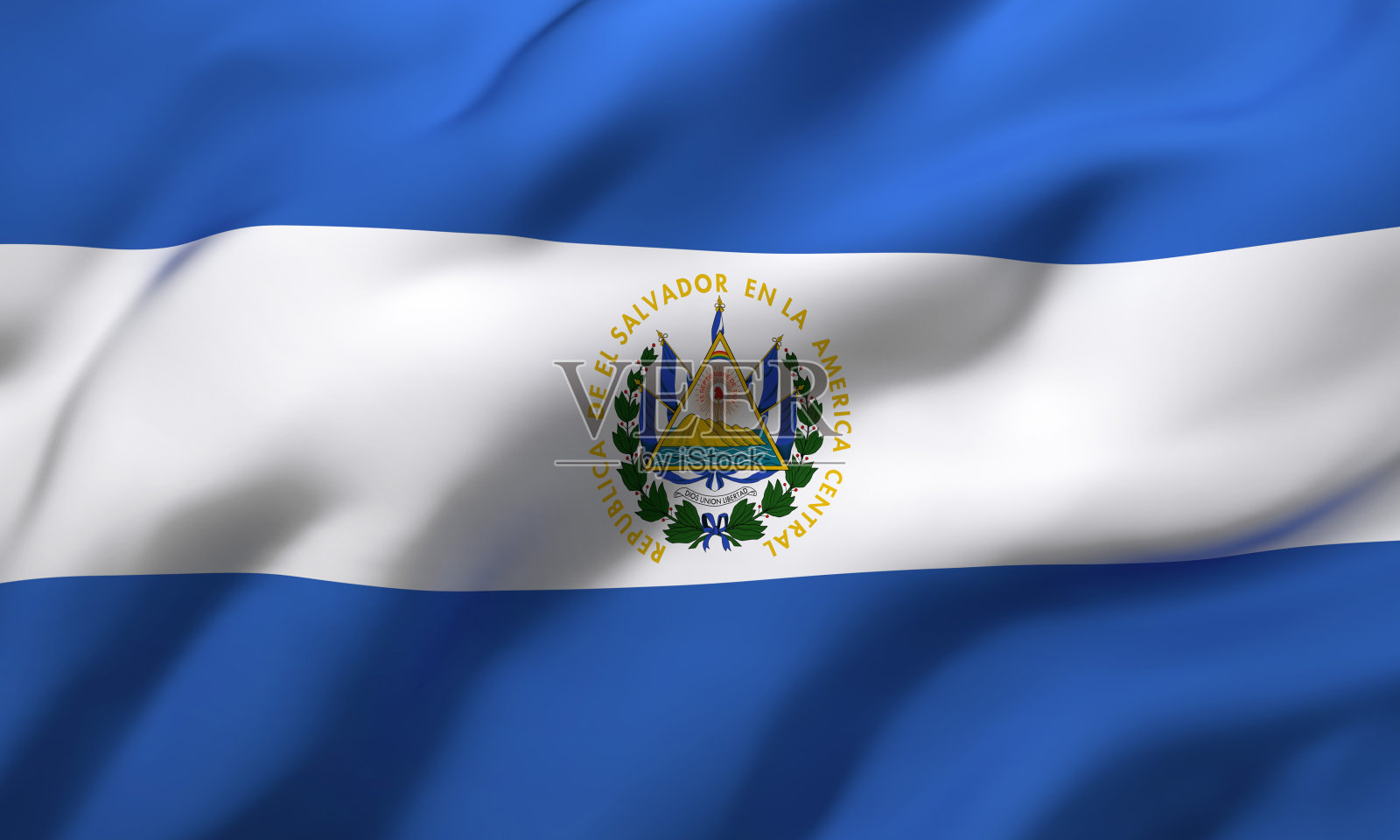 萨尔瓦多国旗在风中飘扬照片摄影图片