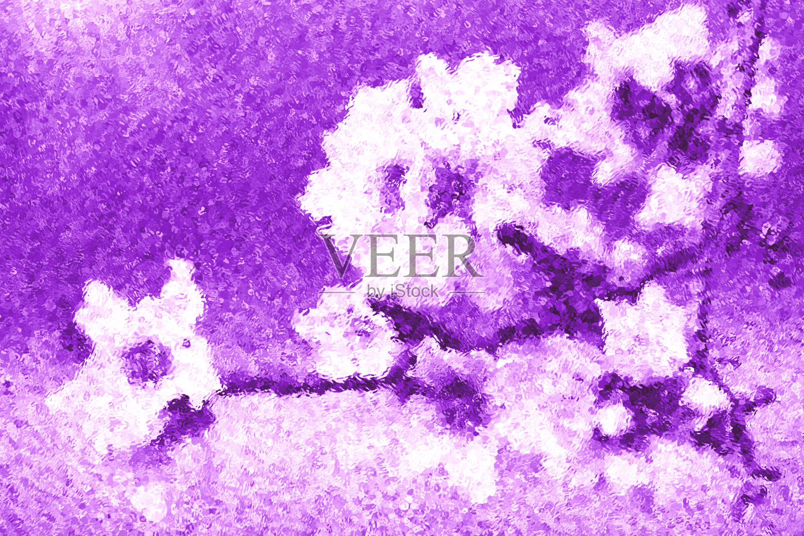 花朵紫外光紫白春背景印象派点彩艺术模仿抽象花卉图案照片摄影图片