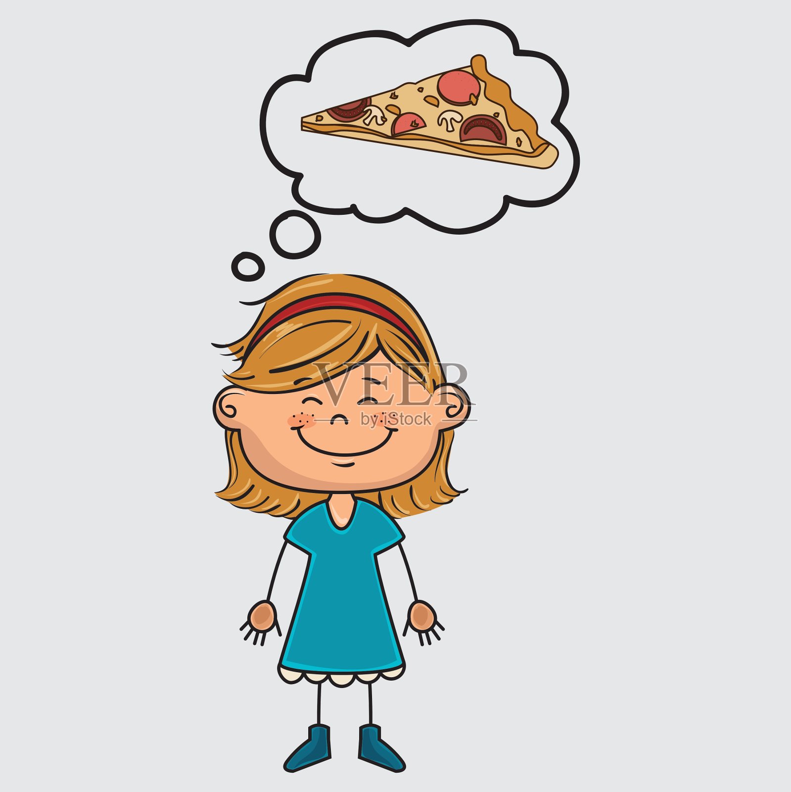 女孩披萨食物说话设计元素图片