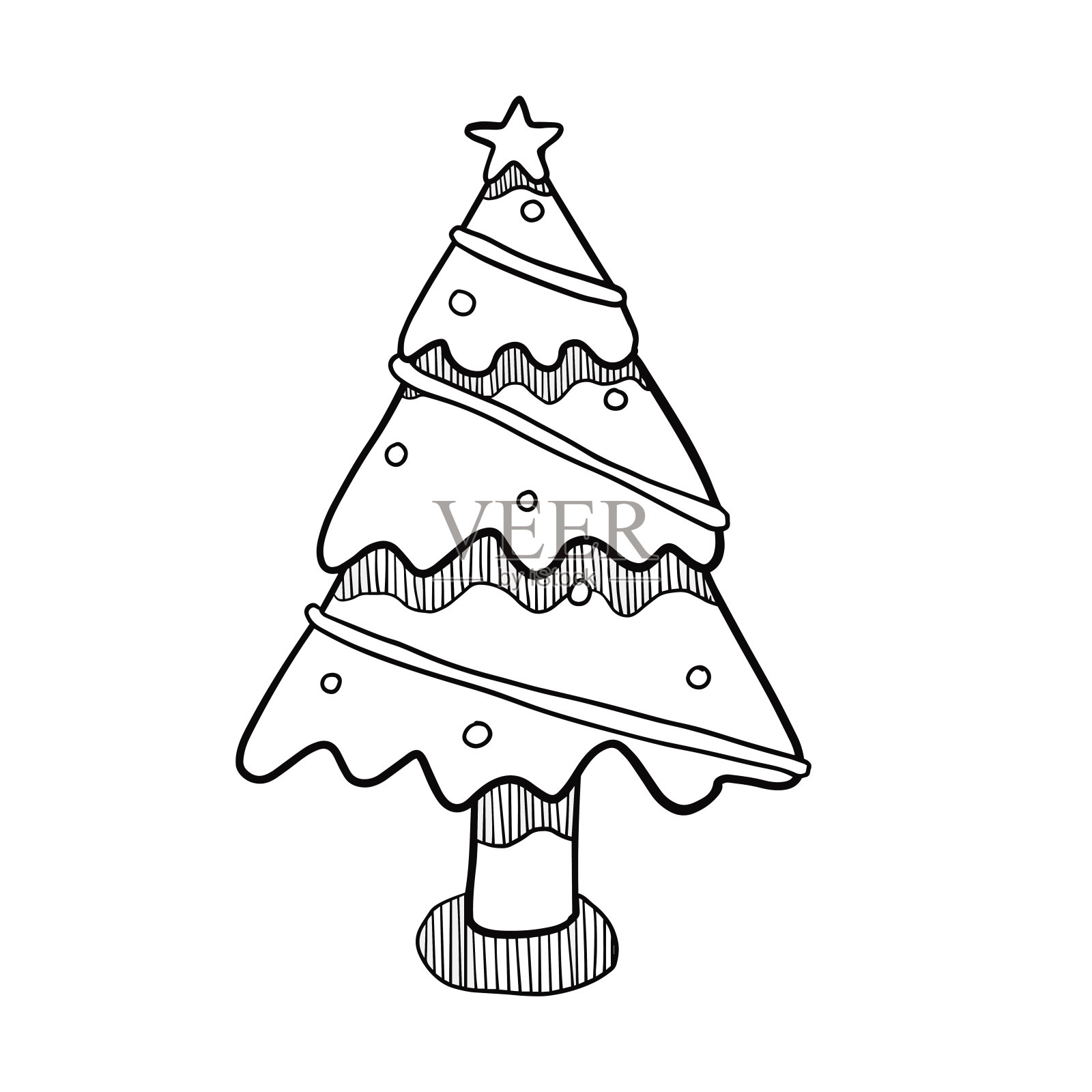 庆祝新年的圣诞树涂鸦标志设计元素图片