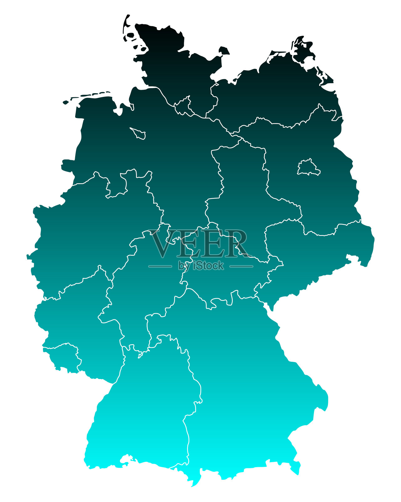 Mapa de Alemania dividido en 13 estados federales y 3 ciudades-estado ...