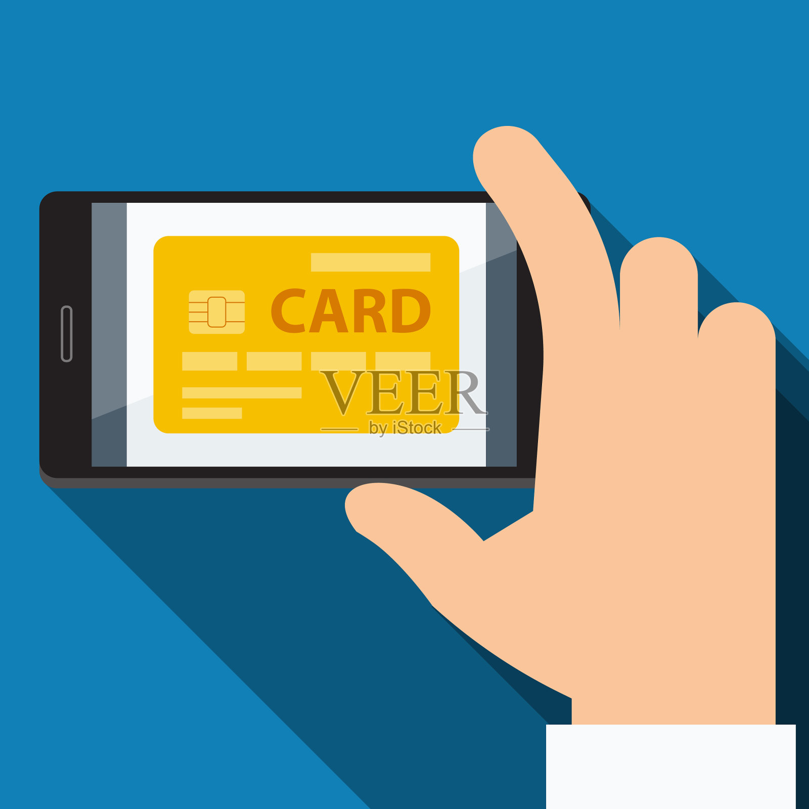 移动支付采用信用卡平面设计插画图片素材