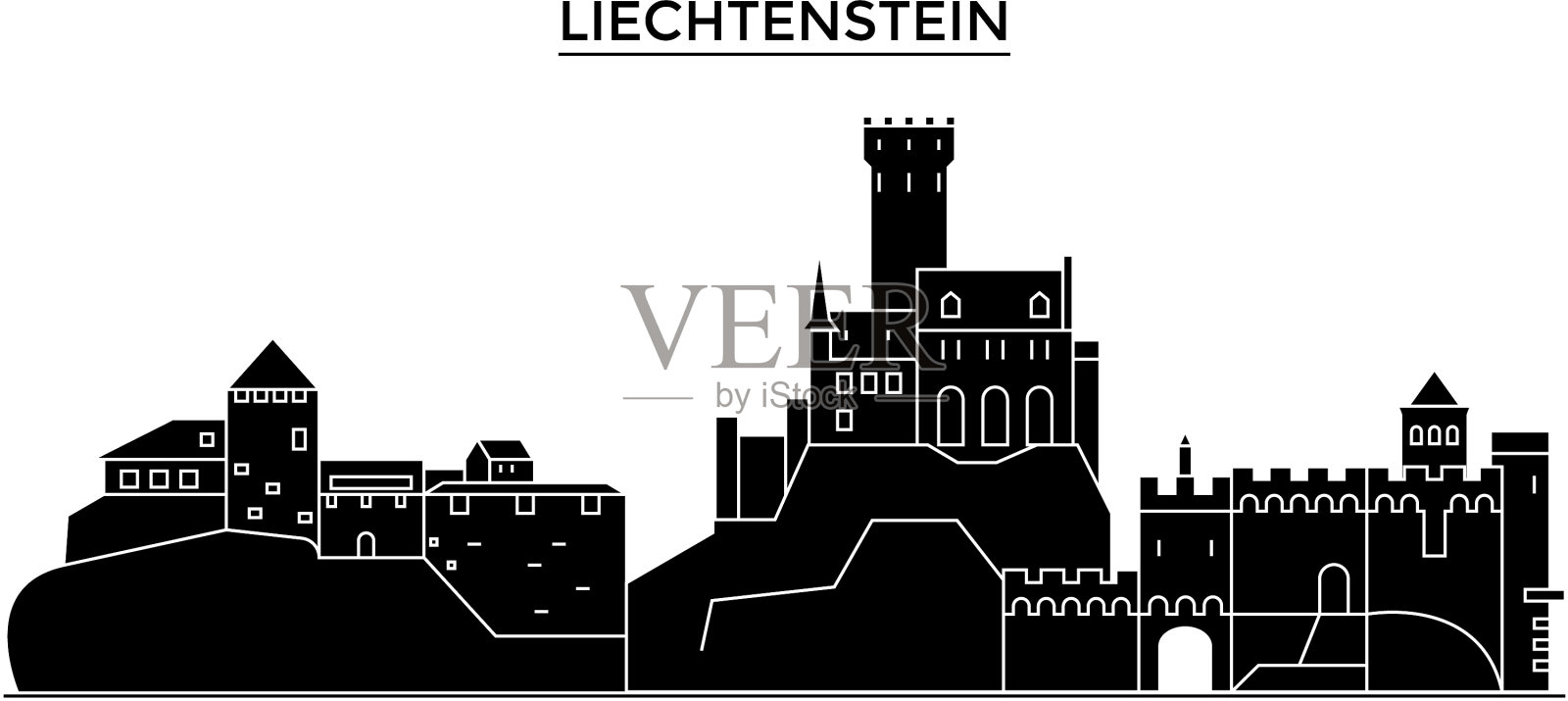 列支敦士登建筑城市天际线插画图片素材