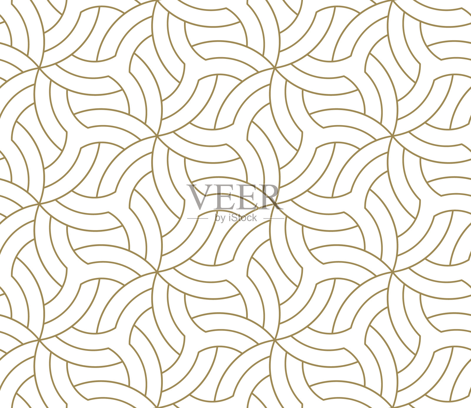 无缝花卉图案与抽象的几何花线纹理，金色的白色背景。浅色现代简约墙纸，明亮的瓷砖背景，装饰图形元素插画图片素材