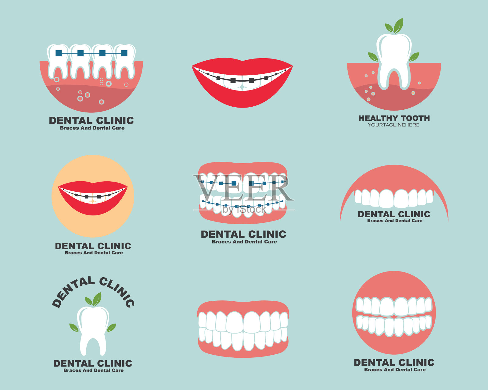 牙科诊所图标标志设计插画图片素材