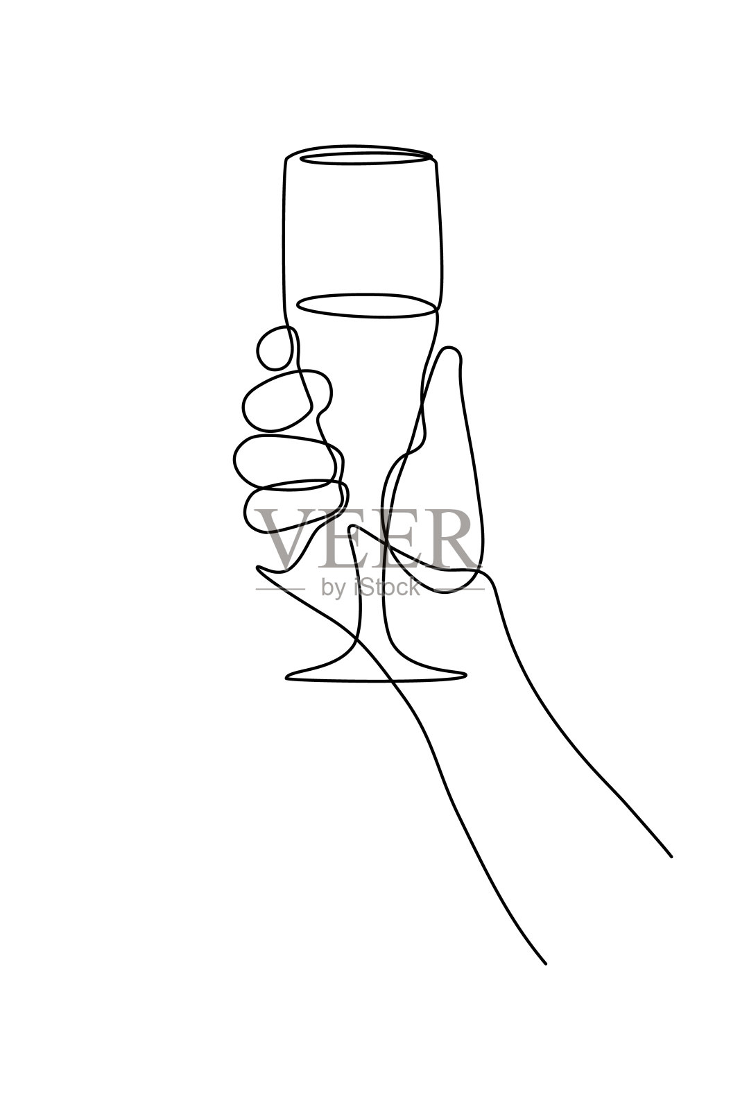 手里拿着香槟酒杯插画图片素材