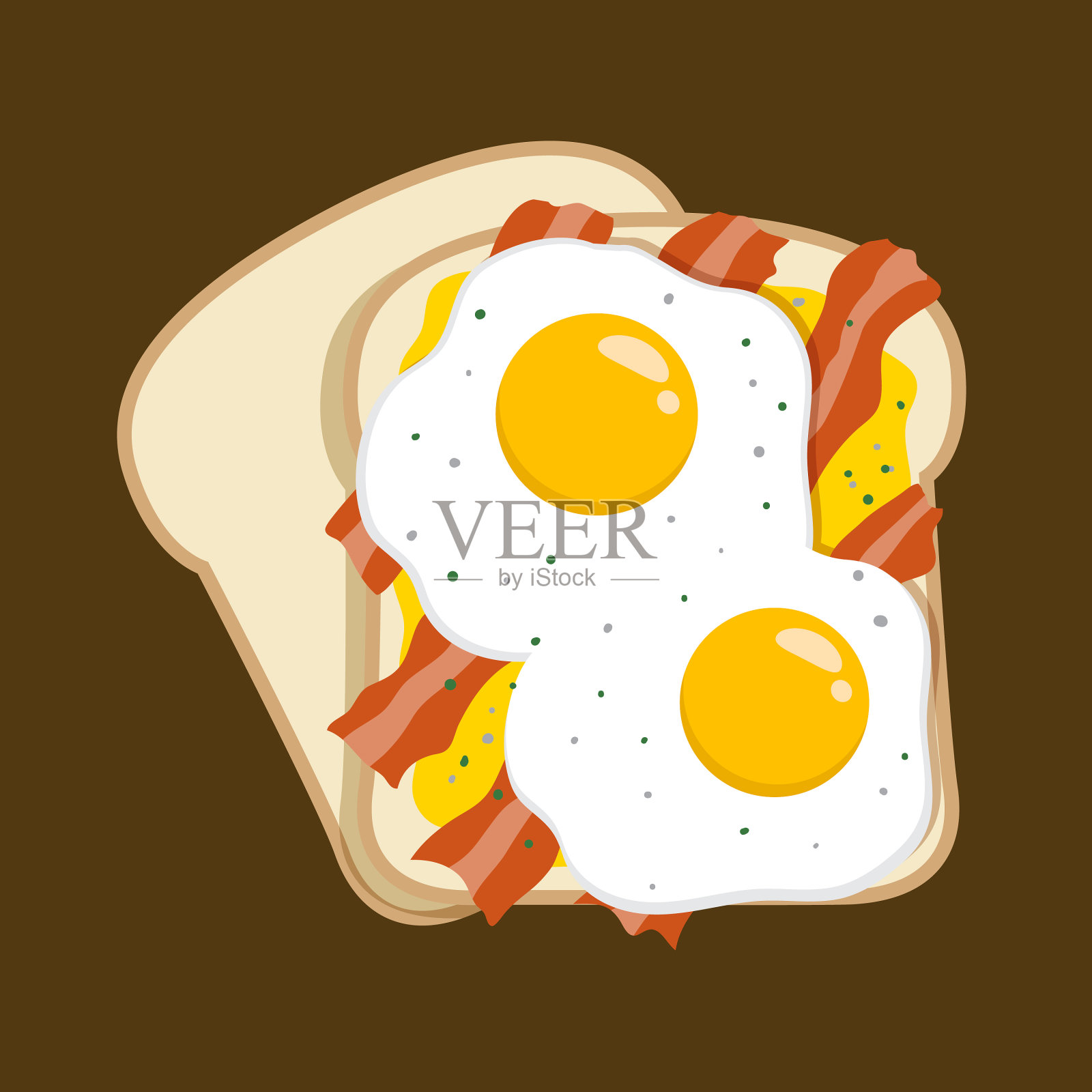 鸡蛋和培根三明治简单的早餐菜单设计元素图片