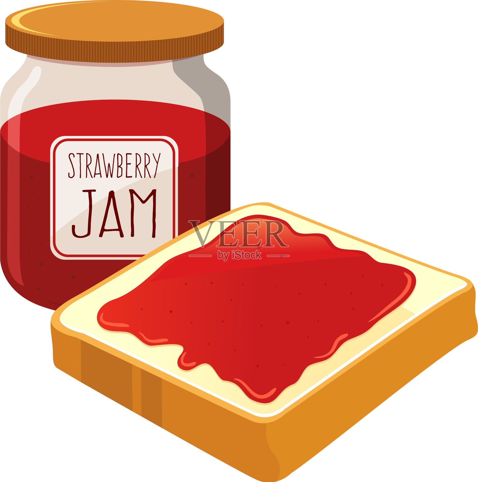 涂在面包上的草莓酱设计元素图片