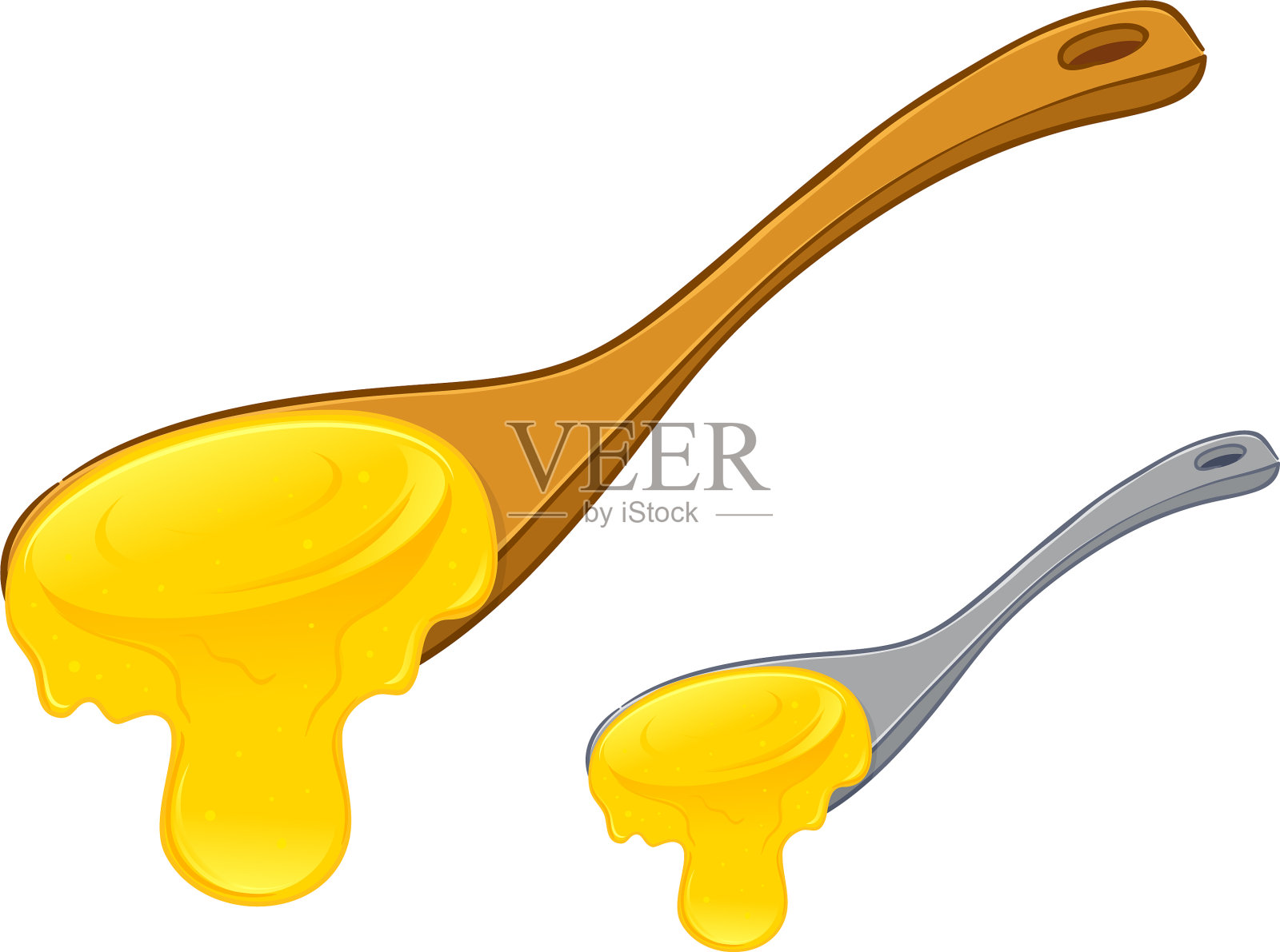 满满一勺金黄色的甜蜂蜜插画图片素材