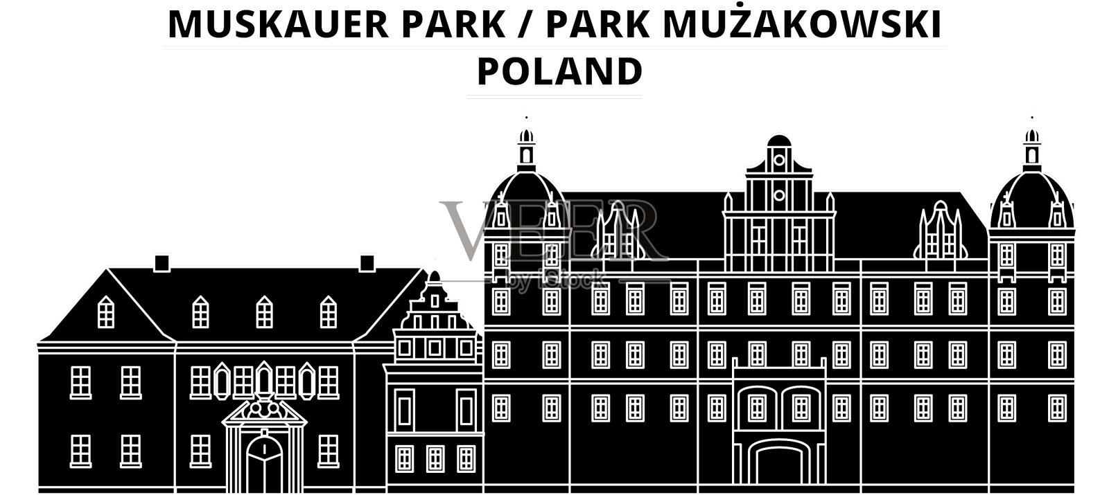 波兰muskauer muzakowski公园旅游插画图片素材
