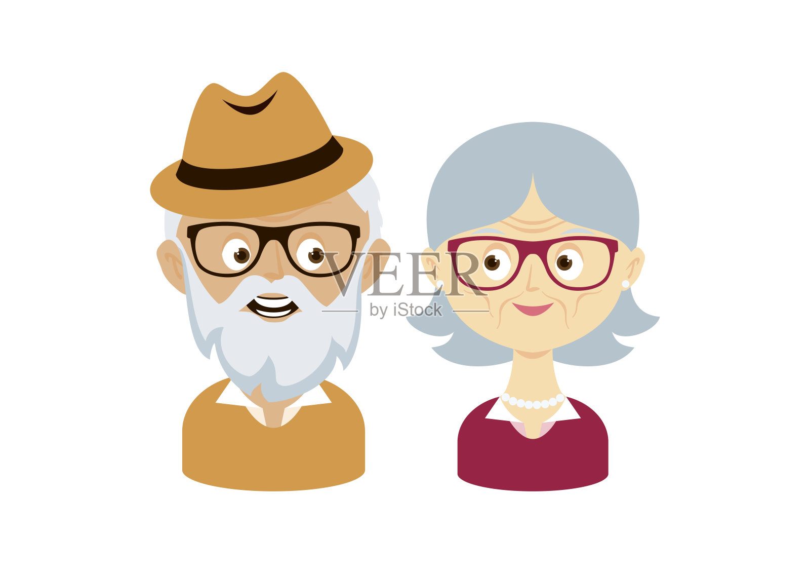 快乐的老人和微笑的老夫妇向量插画图片素材