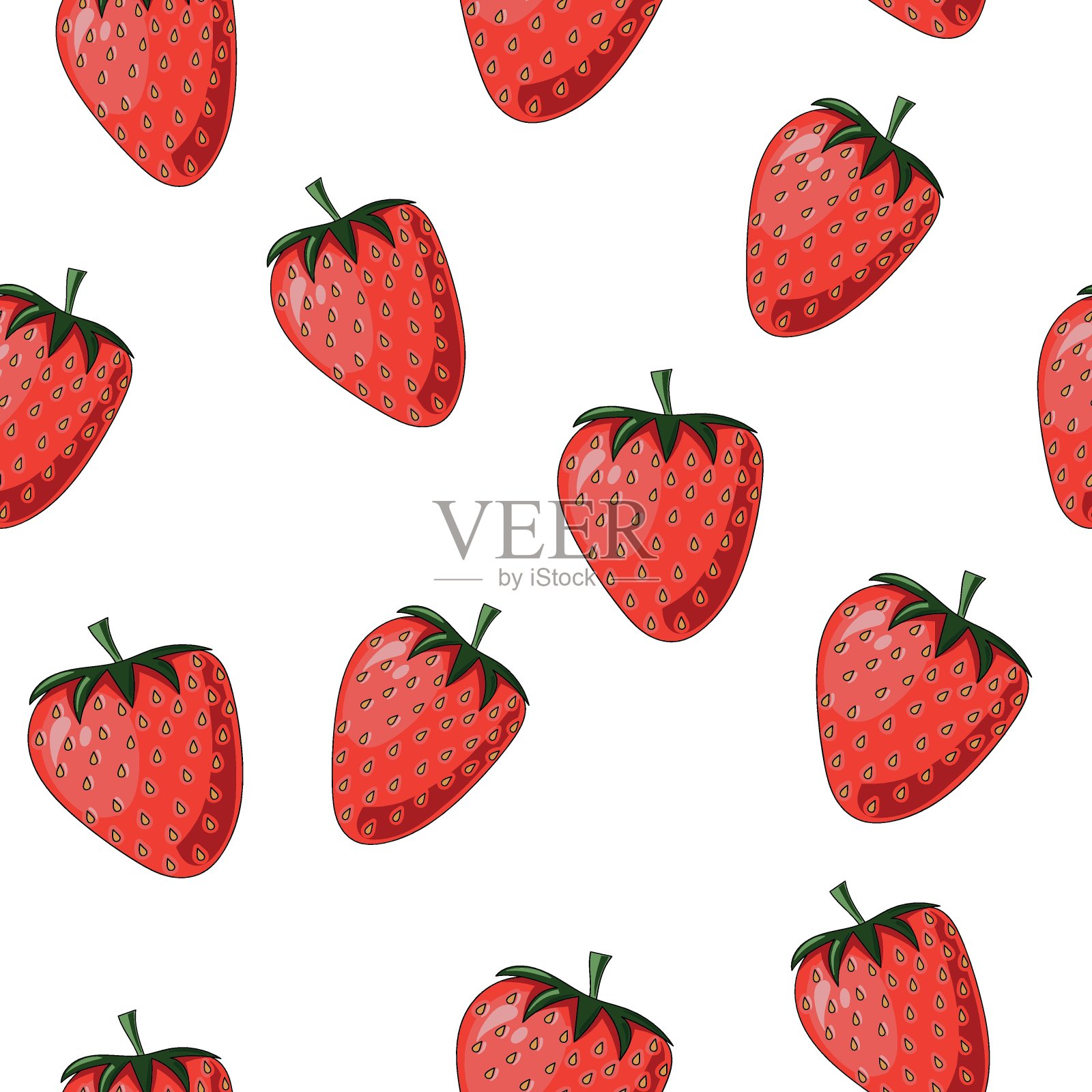 白色背景下草莓的特写镜头插画图片素材