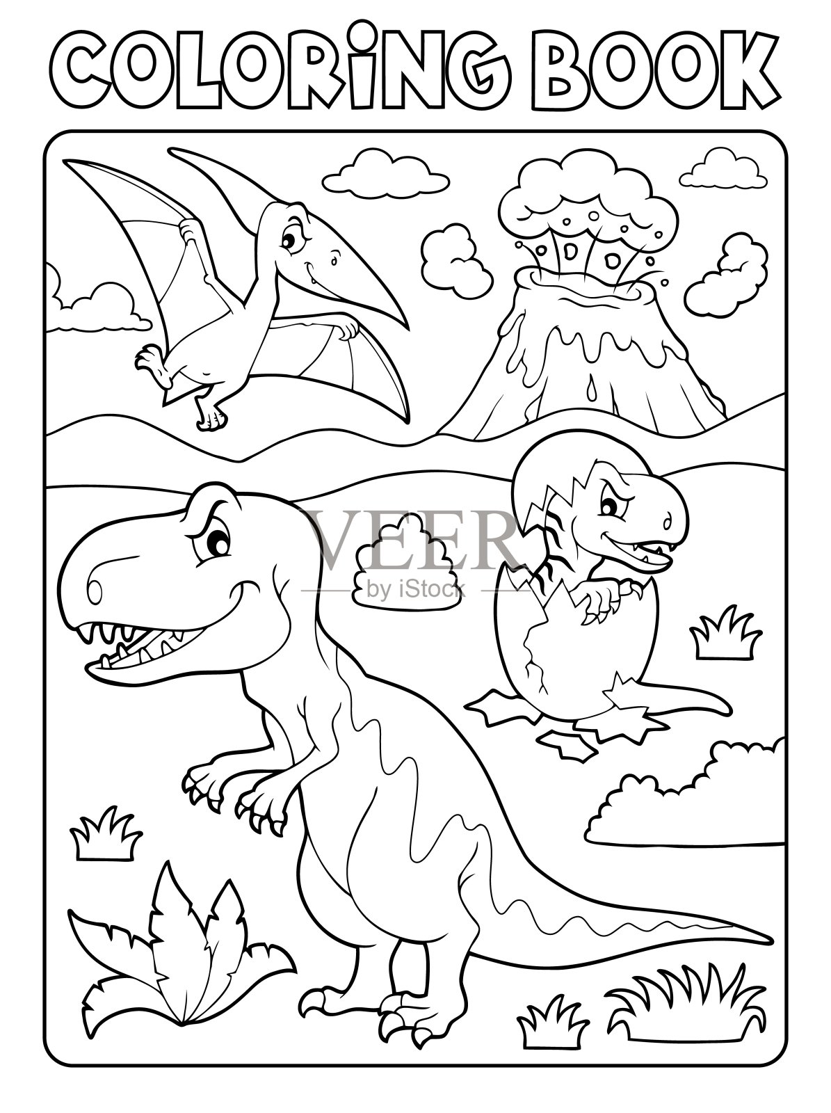 着色书恐龙主题图片9插画图片素材