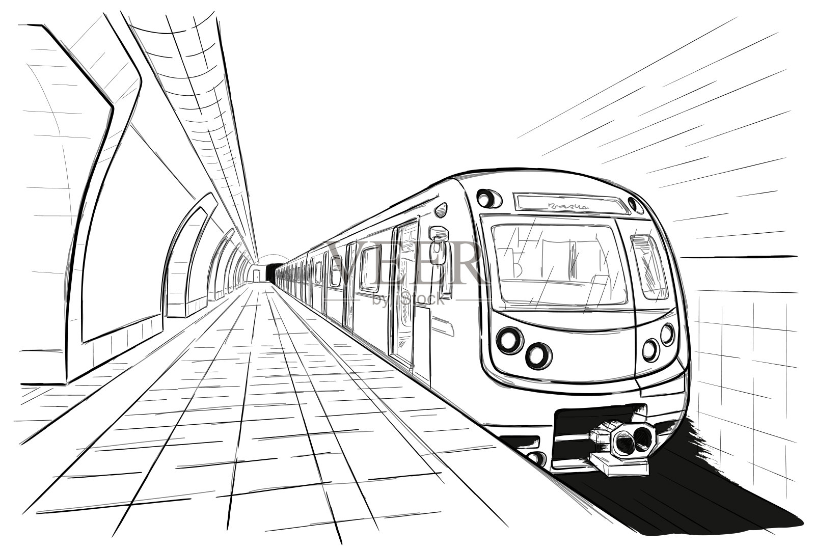 手绘地铁车站示意图设计元素图片