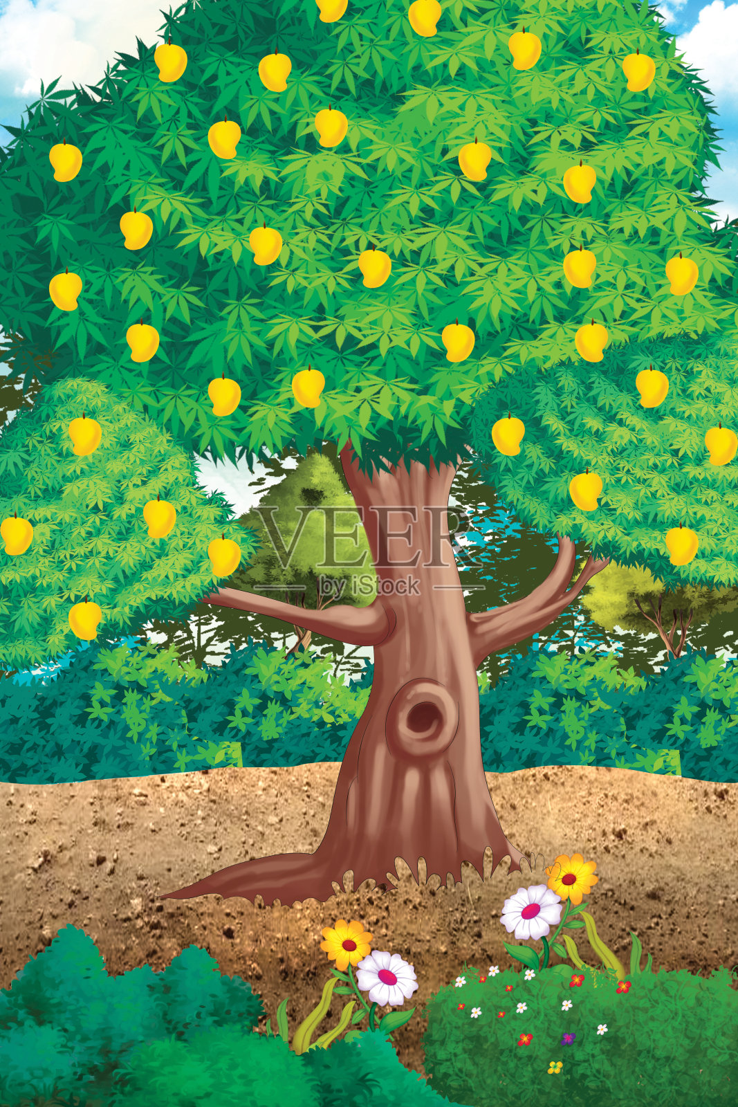 大苹果的树插画图片素材