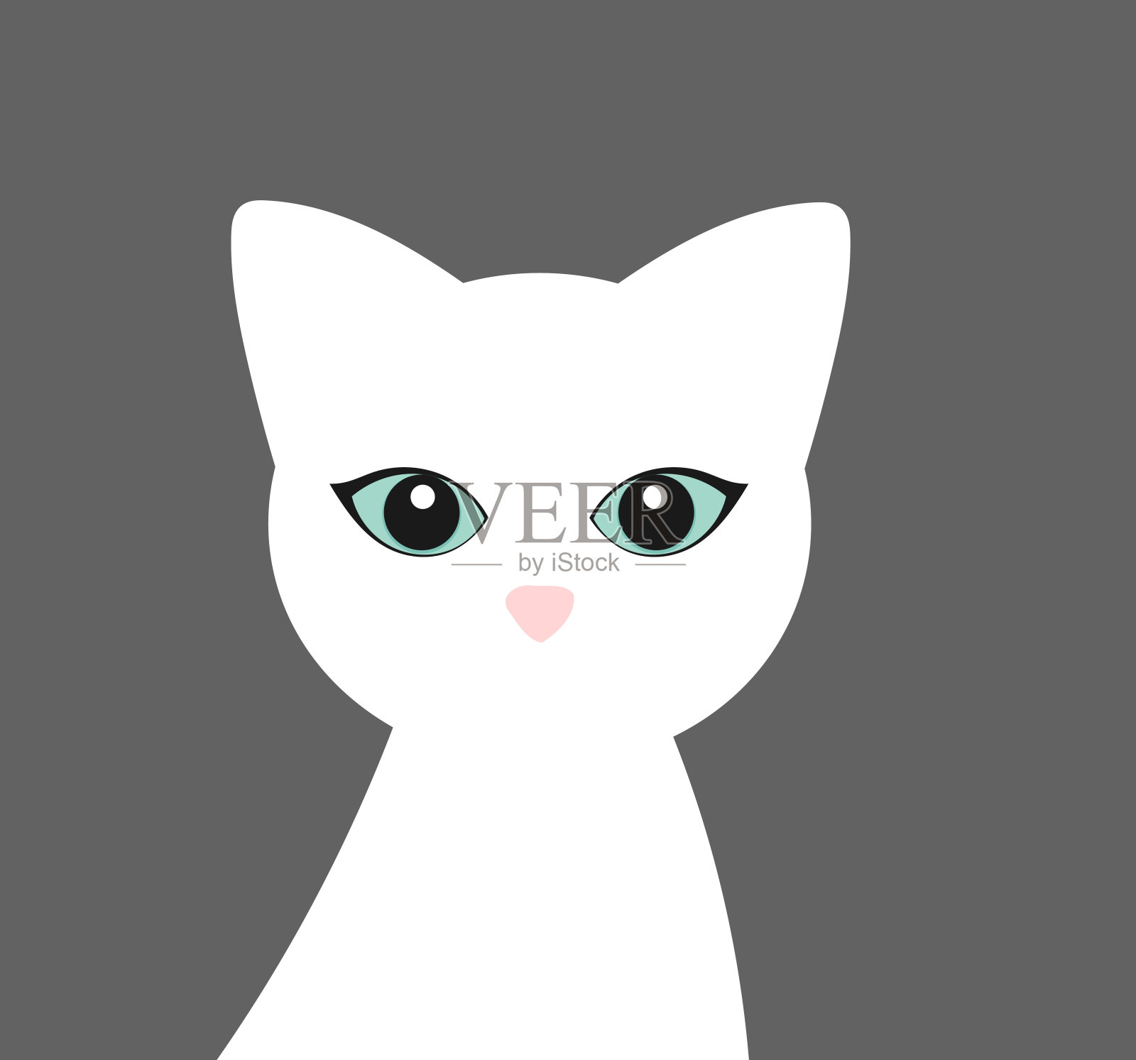 可爱的蓝眼睛的白猫。设计元素图片