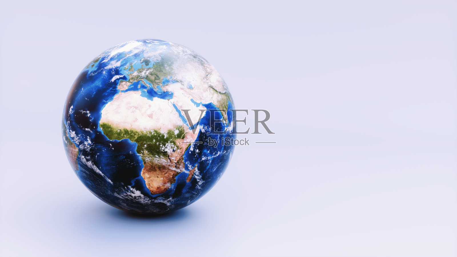 简单的抽象地球仪显示欧洲和非洲，孤立在白色上照片摄影图片