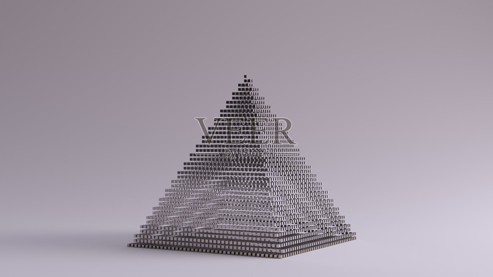 银色金字塔由许多小立方体组成，具有视觉混叠频闪效果照片摄影图片