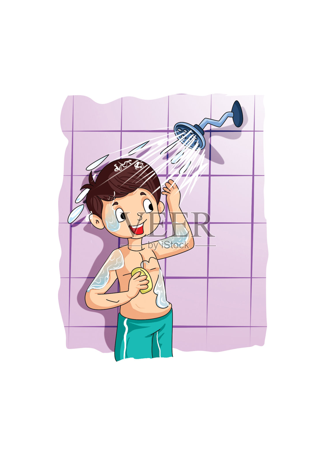 一个男孩洗澡设计元素图片