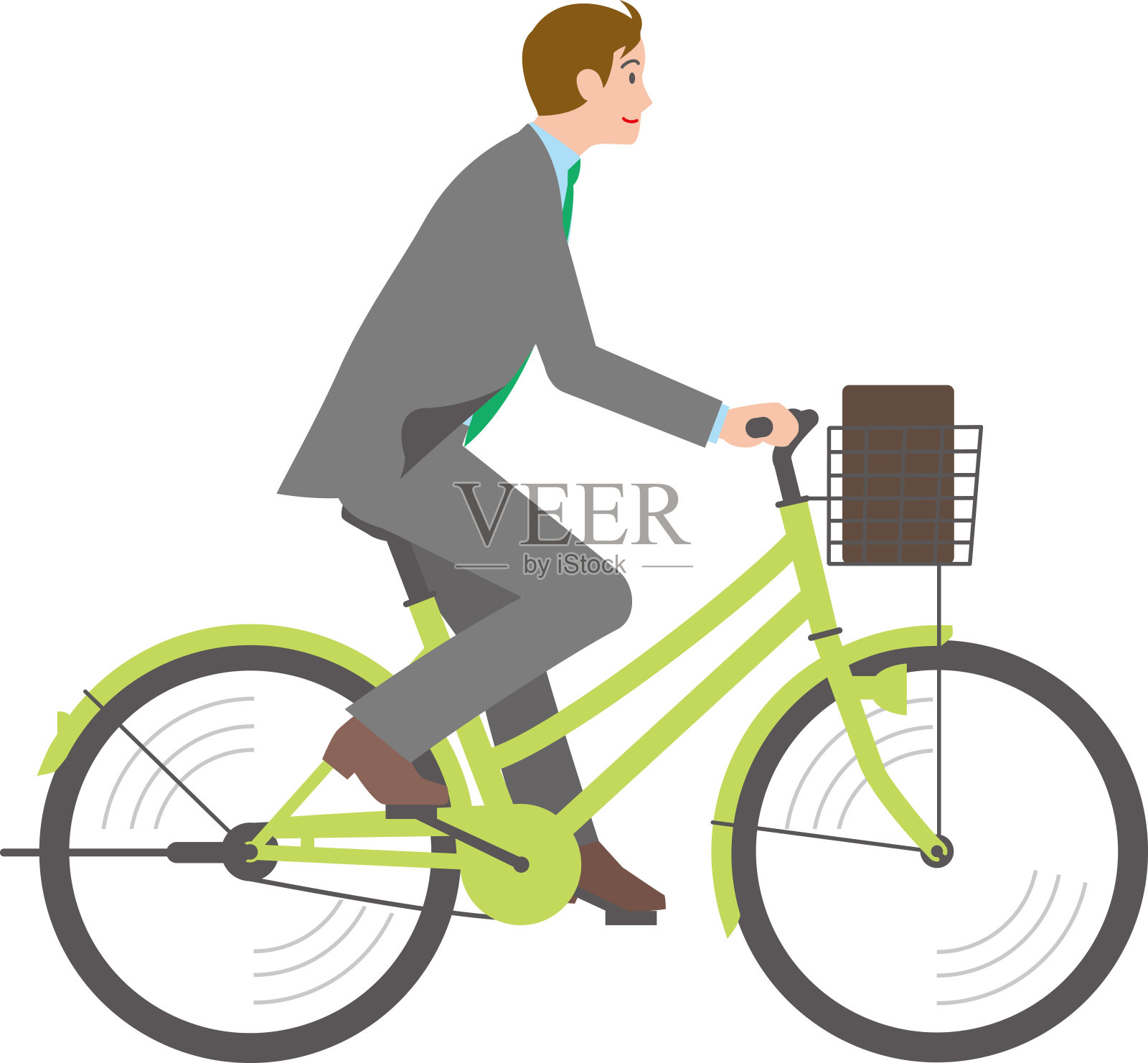 骑自行车的商人插画图片素材