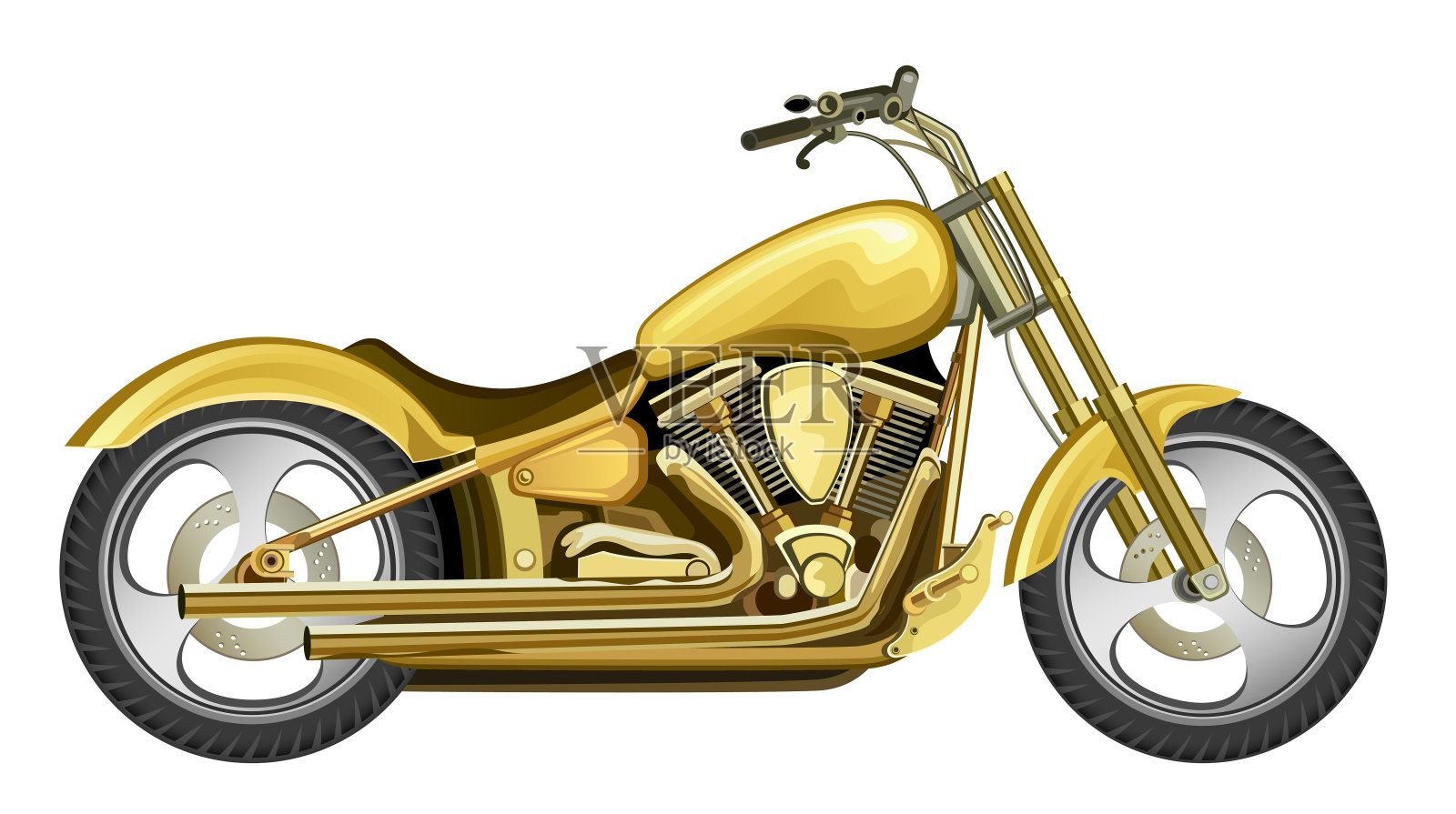 金色的摩托车插画图片素材