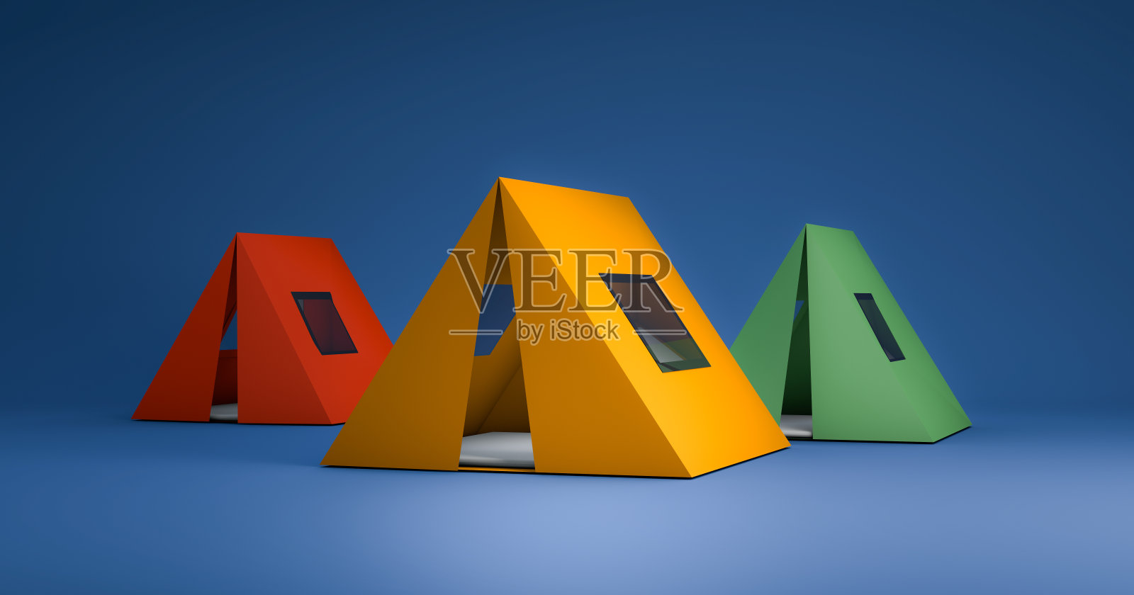 模拟多彩的露营帐篷照片摄影图片