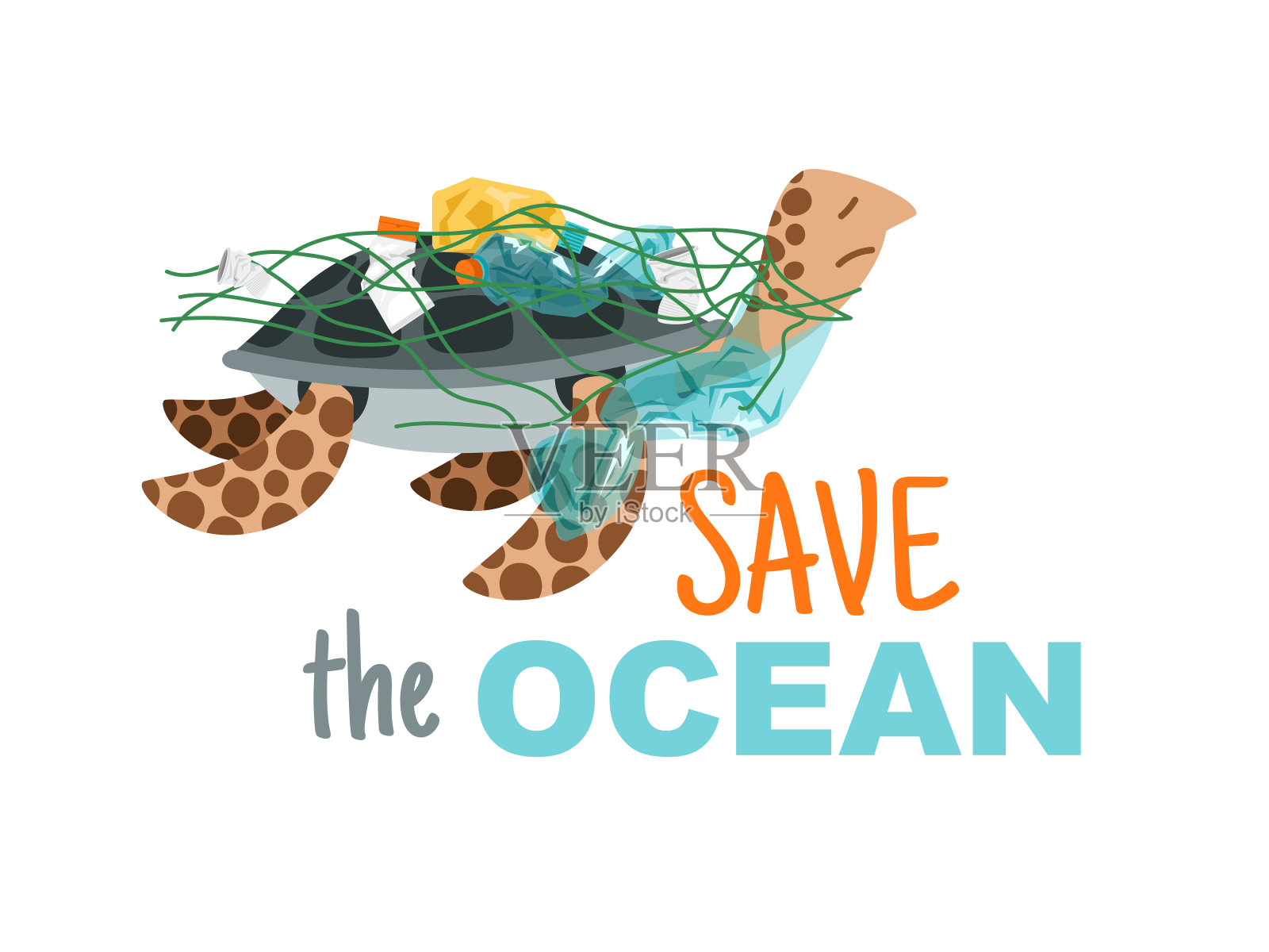拯救海洋海报插画图片素材