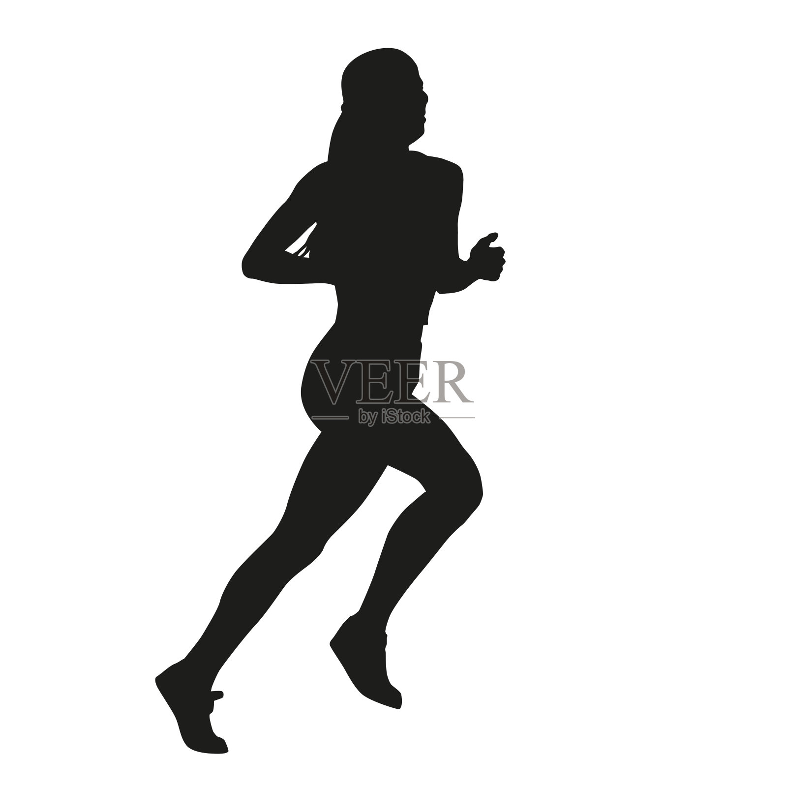 跑步的女人，孤立的矢量剪影设计元素图片