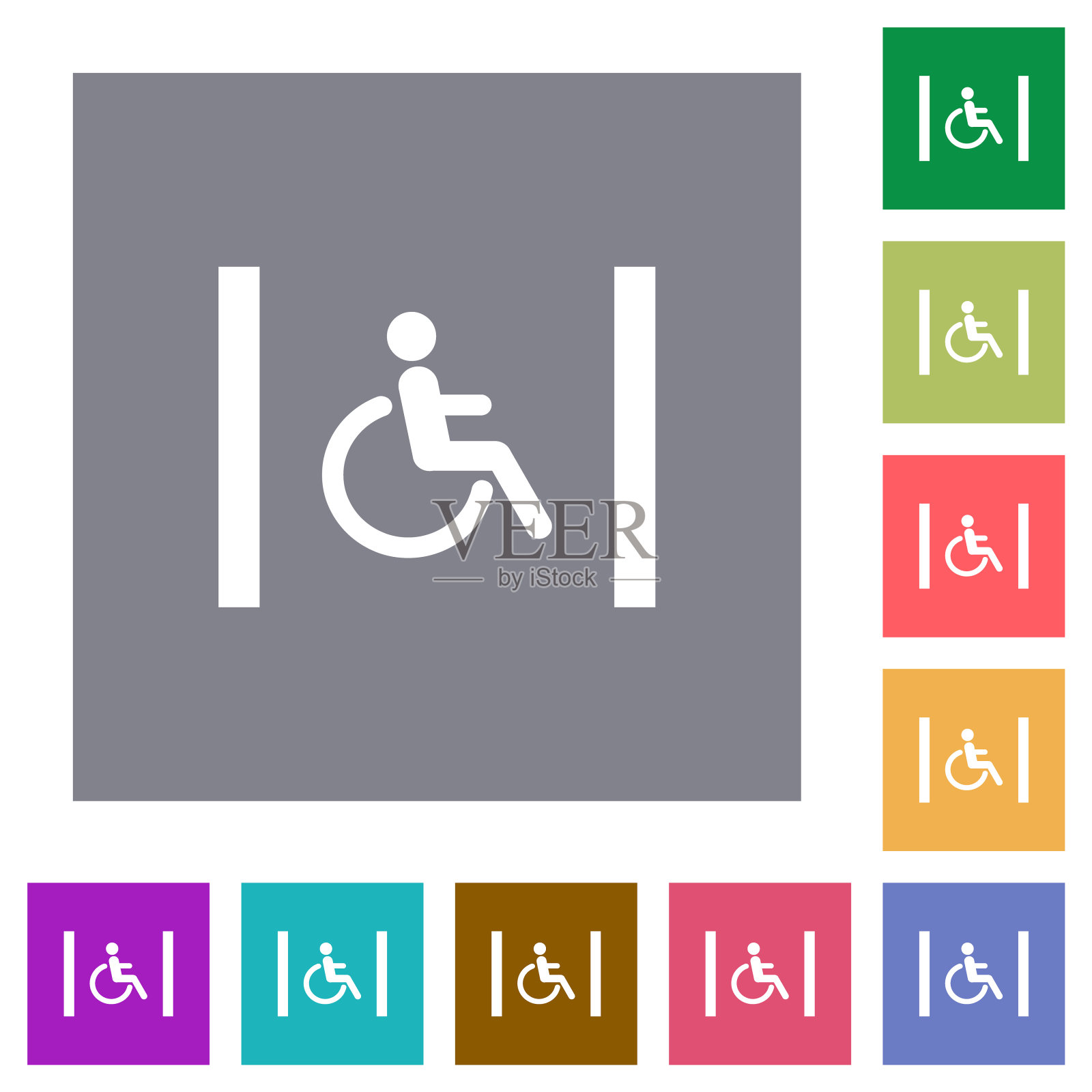 残疾人停车广场平面图标插画图片素材