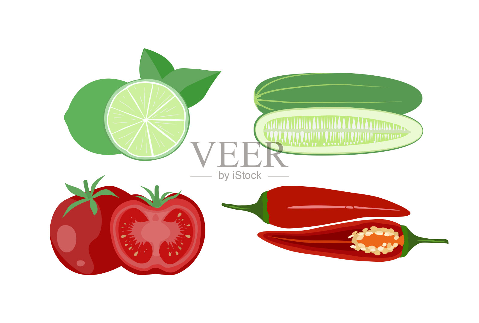 白色背景上的蔬菜。插画图片素材