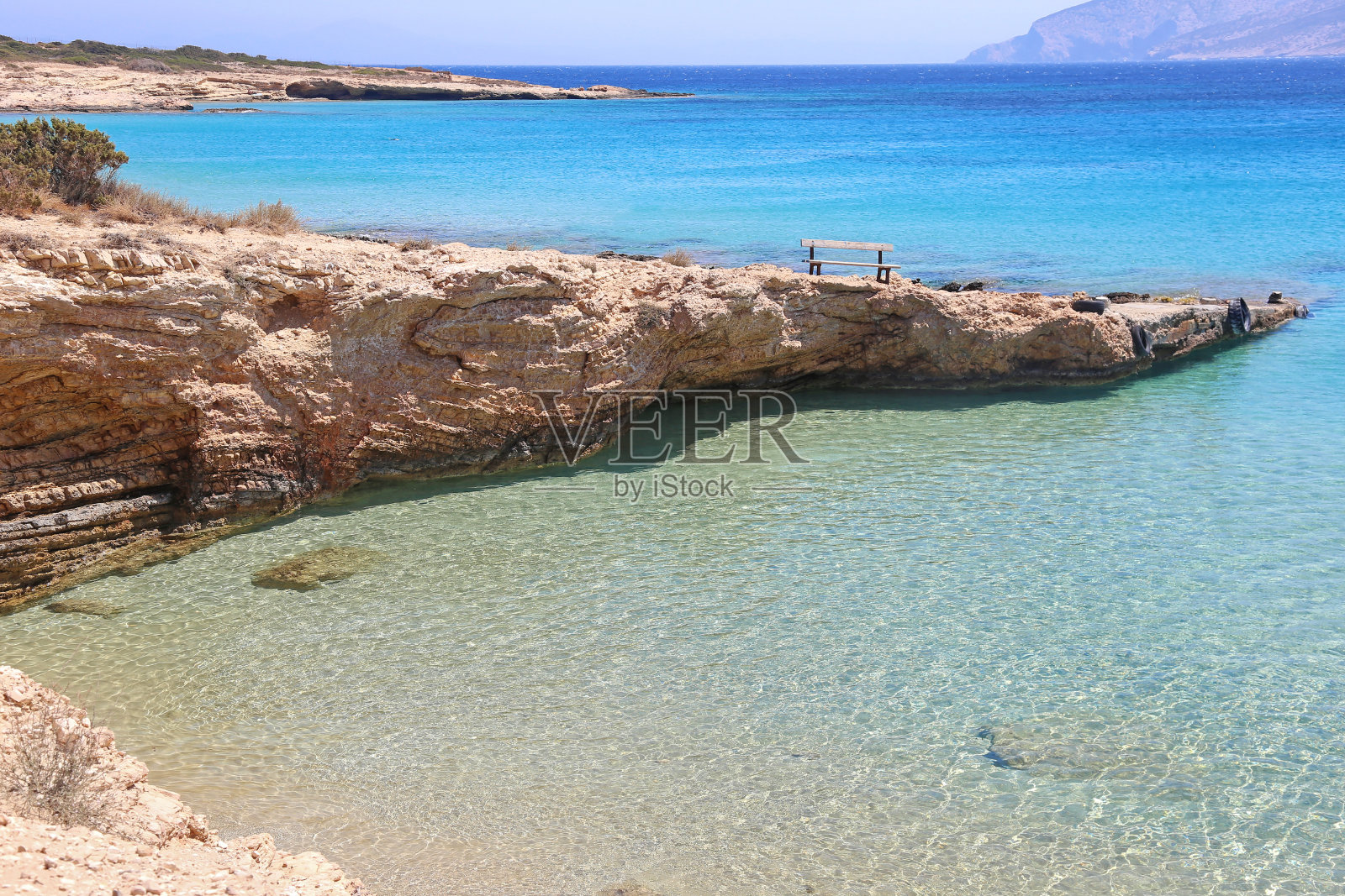 希腊Ano Koufonisi岛碧绿的海景照片摄影图片