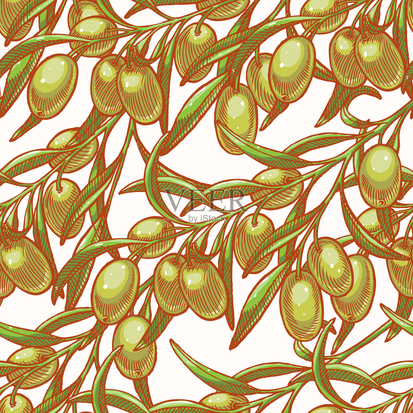 无缝的橄榄背景插画图片素材