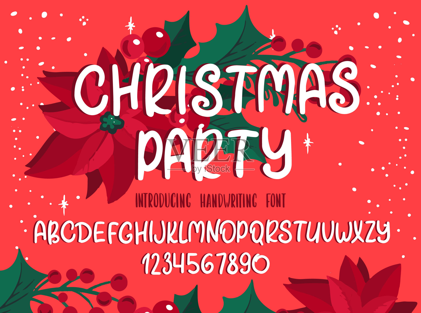 圣诞节的字体。假日排版字母与季节的祝愿和节日插图。设计模板素材