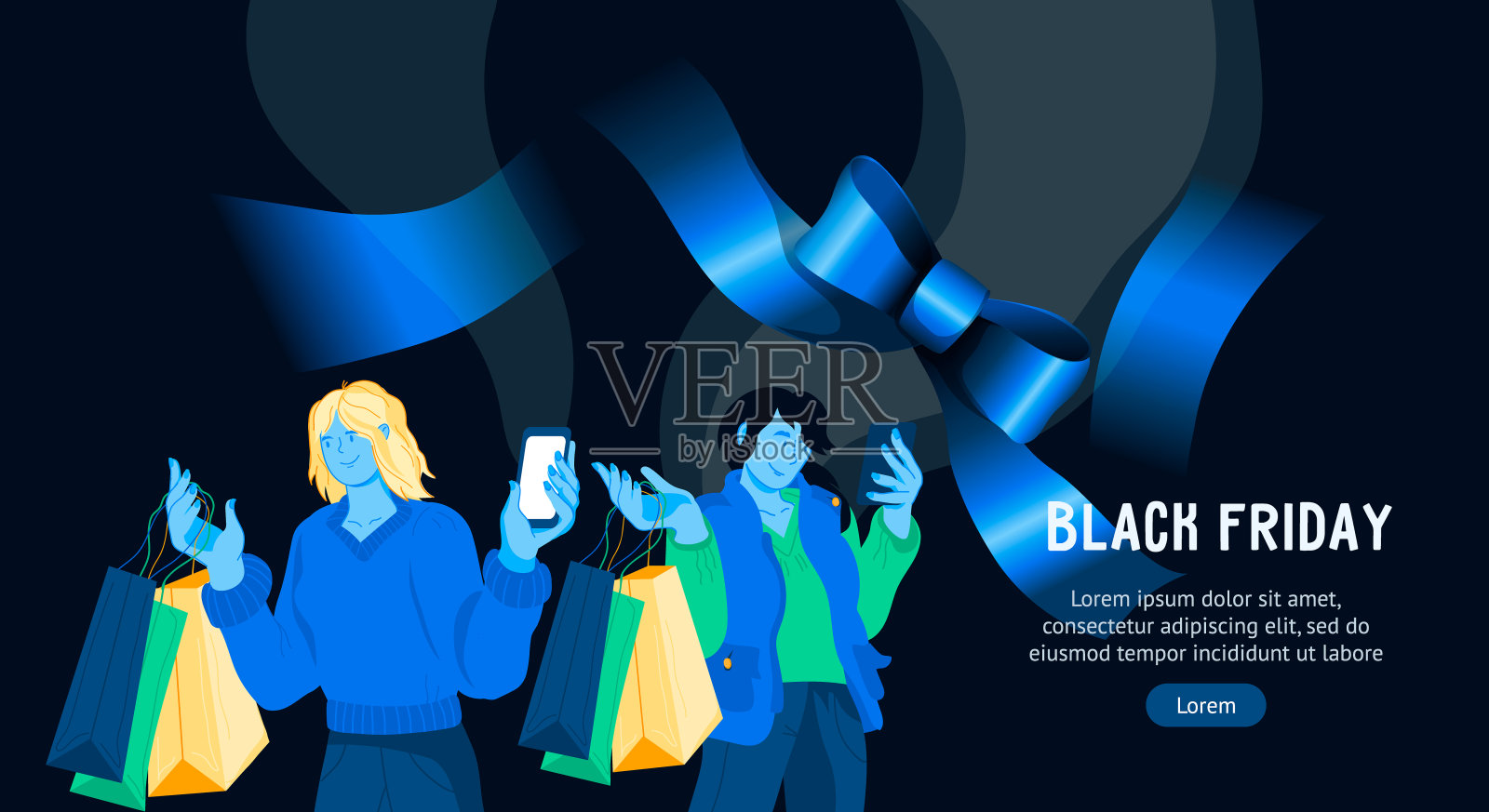 黑色星期五销售背景为网页横幅平面矢量插图。设计模板素材