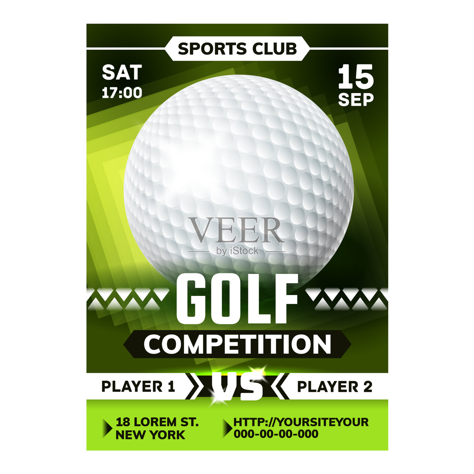 高尔夫运动的游戏在草地传单海报设计模板素材