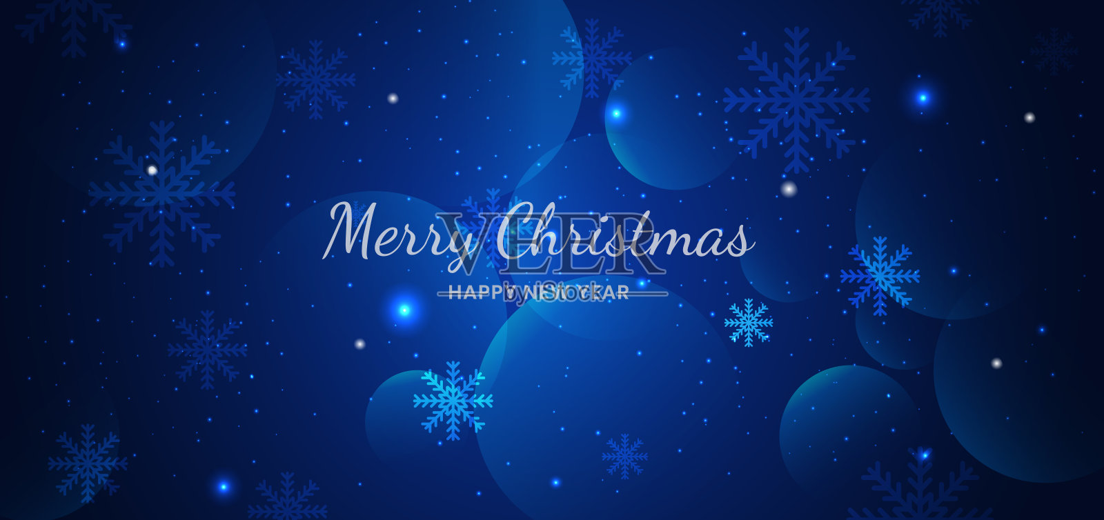 横幅圣诞快乐雪花蓝色背景设计。设计模板素材