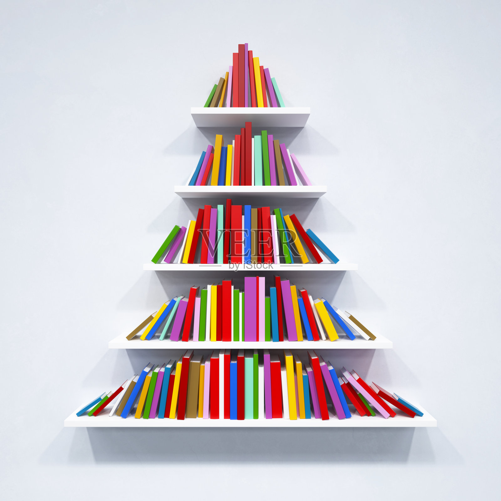 圣诞树从书架上的书，3d渲染照片摄影图片