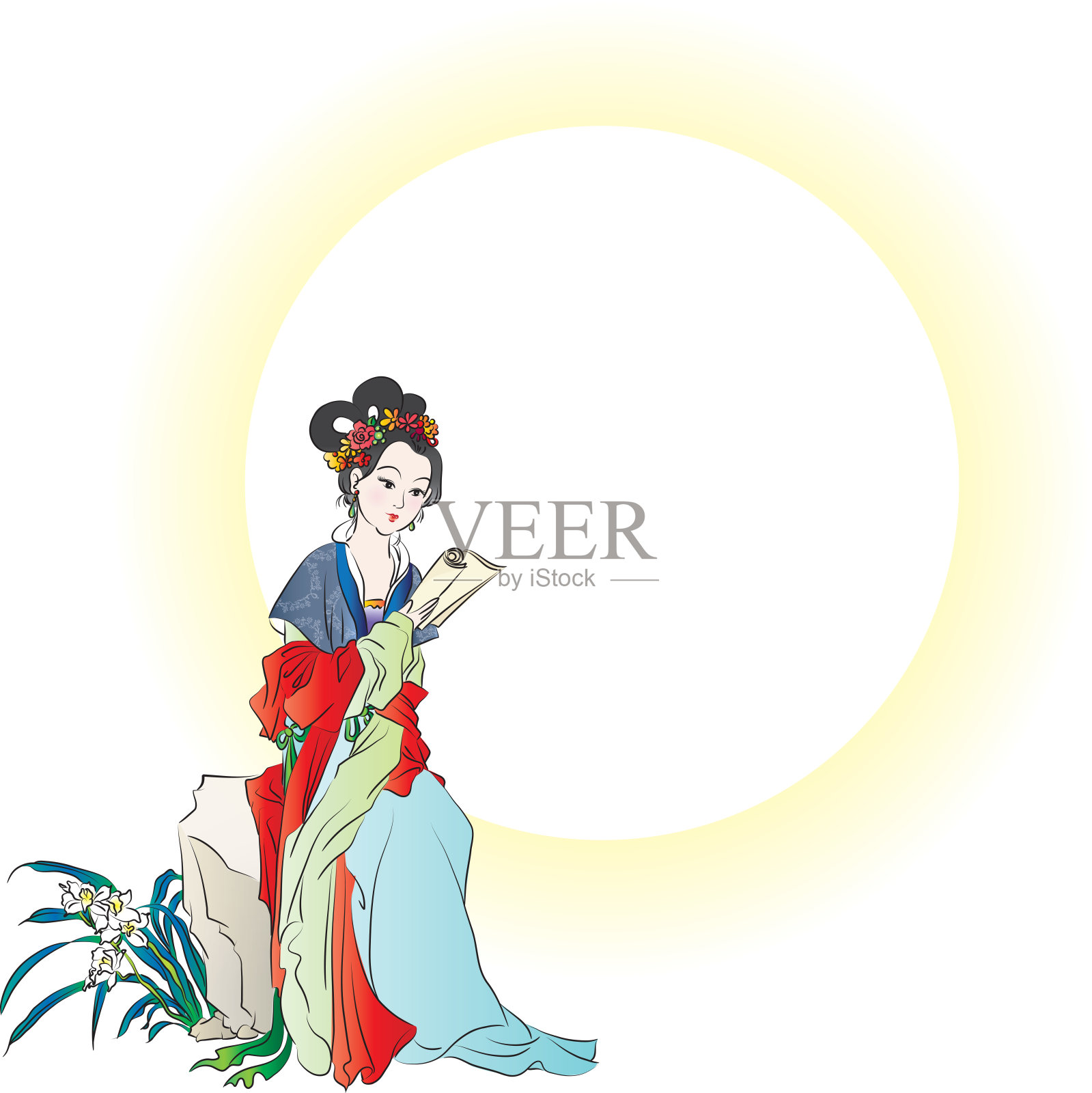 中秋节的仙女设计元素图片