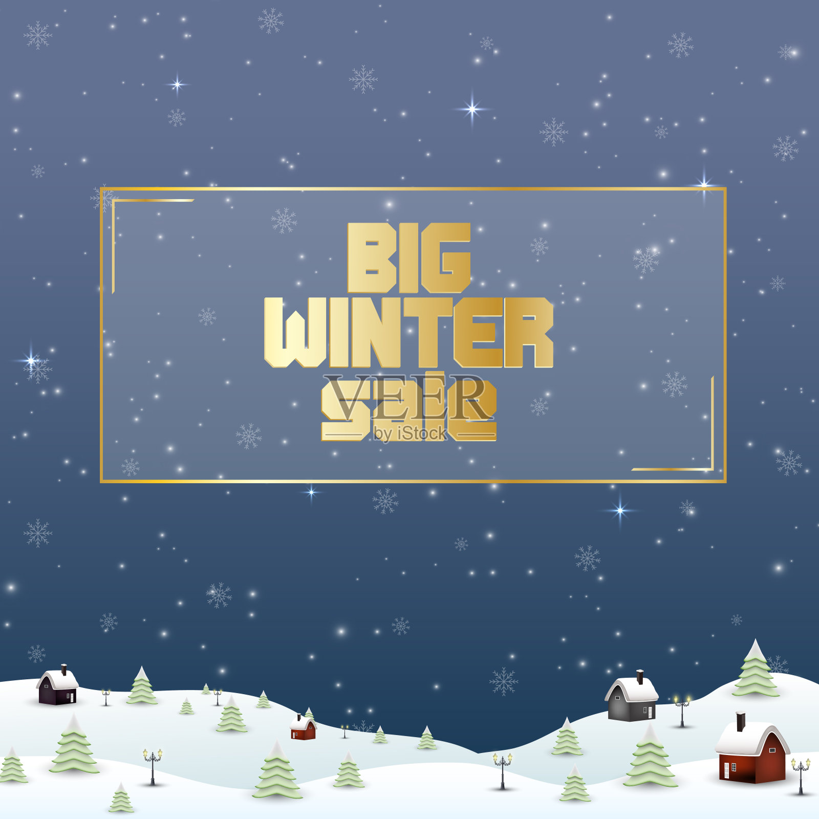 冬季销售背景与乡村景观插画图片素材