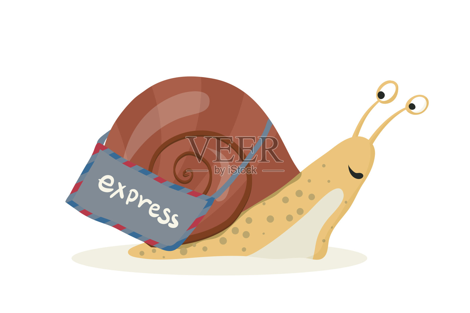 蜗牛邮件与邮袋卡通风格插图插画图片素材