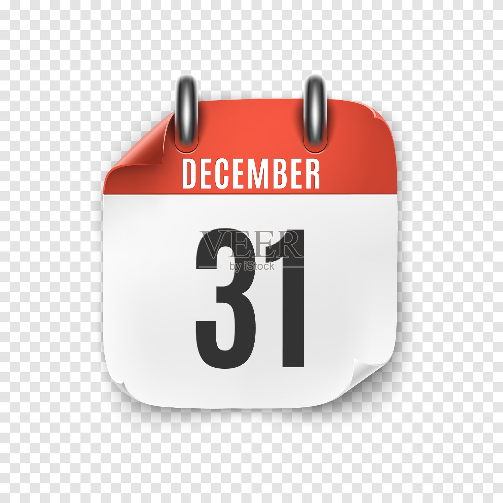 12月31日现实日历图标。新年前夕。插画图片素材